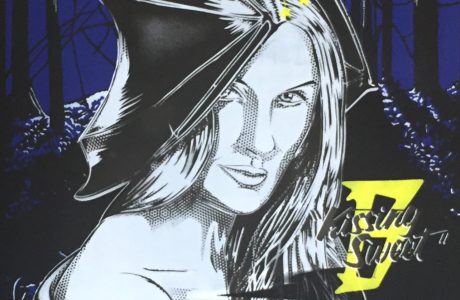 STF MOSCATO “KISS ME SWEET” Siebdruck und Stencil/Acryl Sprühlack auf schwarzem Papier - Pretty Portal