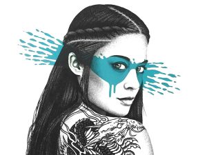 FinDAC “SENAKA” (kobalt), Screenprint, Acryl und Sprühlack auf Somerset Velvet Büttenpapie, Pretty Portal